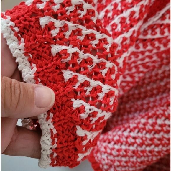 Ruby Rd. Womans Sz. L Red White Open Sweater Knit Holiday Layering Cardigan - Picture 4 of 6